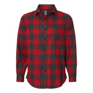 Burnside Unisex Men's XL Flannel Shirt #8212 Red & Heather Black Buffalo Plaid